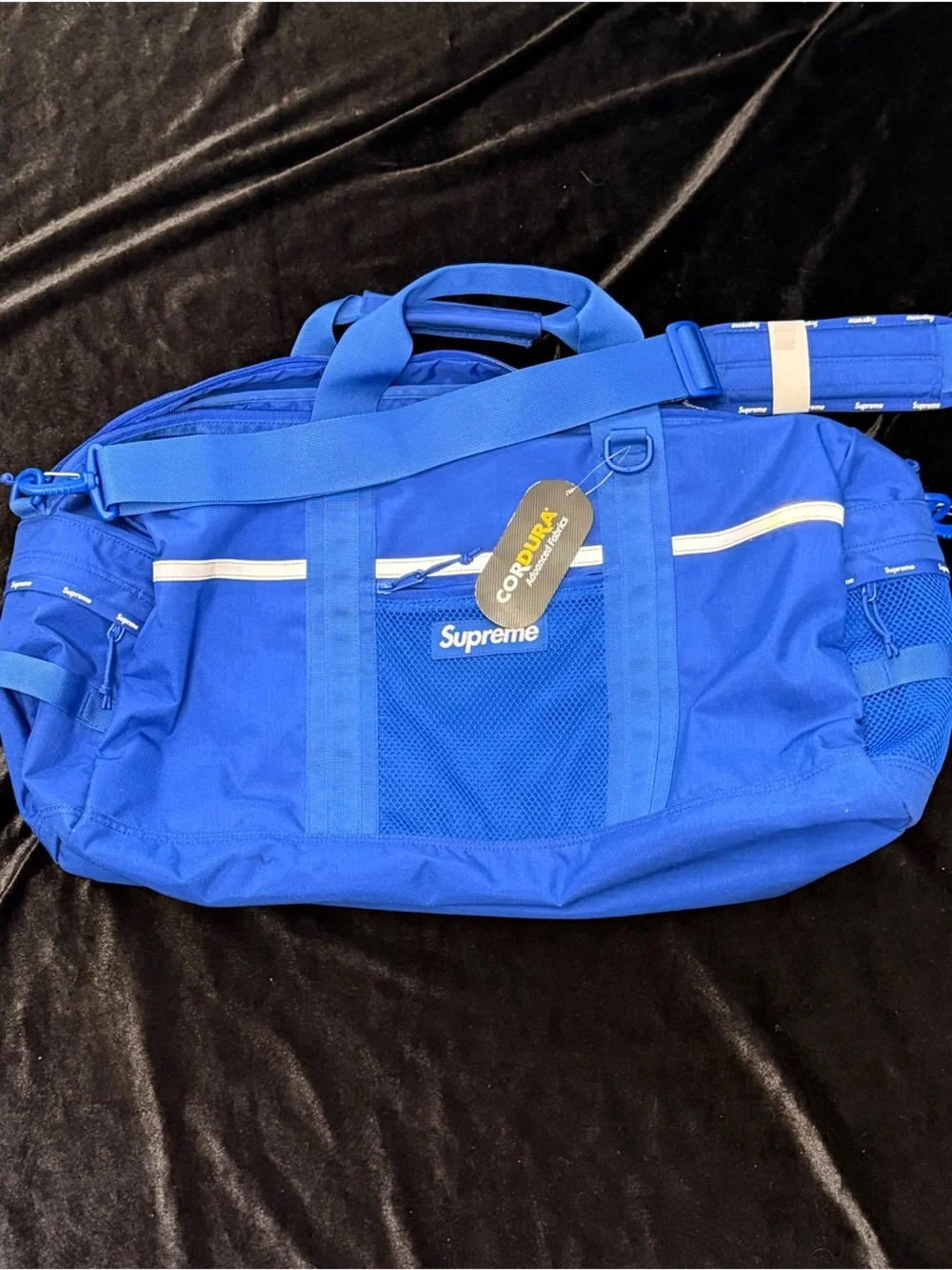 Supreme Royal Blue Cordura Duffel Bag with White Accents